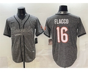 Men's Cincinnati Bengals #16 Joe Flacco Grey With Patch Cool Base Stitched Baseball Jersey