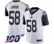 Men's Cincinnati Bengals #58 Carl Lawson Limited White Rush Vapor Untouchable 100th Season Football Jersey