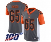 Men's Cincinnati Bengals #65 Clint Boling Limited Silver Inverted Legend 100th Season Football Jersey