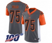 Men's Cincinnati Bengals #75 Jordan Willis Limited Silver Inverted Legend 100th Season Football Jersey Men's Cincinnati Bengals #75 Jordan Willis Limited Silver Inverted Legend 100th Season Football Jersey