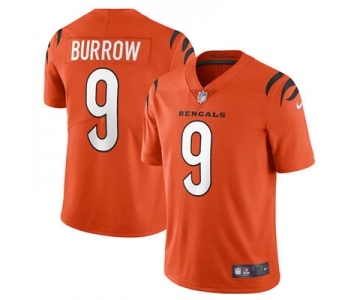 Men's Cincinnati Bengals #9 Joe Burrow 2021 Orange Vapor Limited Stitched Football Jersey