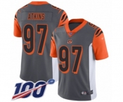 Men's Cincinnati Bengals #97 Geno Atkins Limited Silver Inverted Legend 100th Season Football Jersey