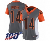 Women's Cincinnati Bengals #14 Andy Dalton Limited Silver Inverted Legend 100th Season Football Jersey