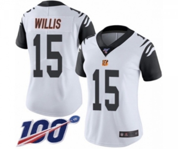 Women's Cincinnati Bengals #15 Damion Willis Limited White Rush Vapor Untouchable 100th Season Football Jersey