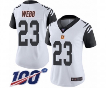 Women's Cincinnati Bengals #23 B.W. Webb Limited White Rush Vapor Untouchable 100th Season Football Jersey