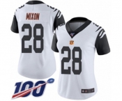 Women's Cincinnati Bengals #28 Joe Mixon Limited White Rush Vapor Untouchable 100th Season Football Jersey