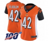 Women's Cincinnati Bengals #42 Clayton Fejedelem Orange Alternate Vapor Untouchable Limited Player 100th Season Football Jersey