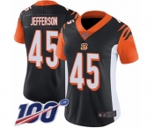 Women's Cincinnati Bengals #45 Malik Jefferson Black Team Color Vapor Untouchable Limited Player 100th Season Football Jersey
