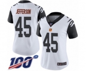 Women's Cincinnati Bengals #45 Malik Jefferson Limited White Rush Vapor Untouchable 100th Season Football Jersey