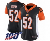Women's Cincinnati Bengals #52 Preston Brown Black Team Color Vapor Untouchable Limited Player 100th Season Football Jersey