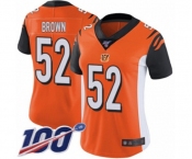 Women's Cincinnati Bengals #52 Preston Brown Orange Alternate Vapor Untouchable Limited Player 100th Season Football Jersey