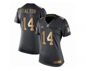 Women's Nike Cincinnati Bengals #14 Andy Dalton Limited Black Gold Salute to Service NFL Jersey