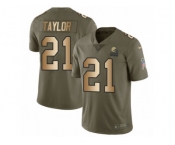Men Nike Cleveland Browns #21 Jamar Taylor Limited Olive Gold 2017 Salute to Service NFL Jersey