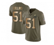 Men Nike Cleveland Browns #51 Jamie Collins Limited Olive Gold 2017 Salute to Service NFL Jersey