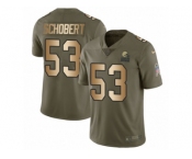 Men Nike Cleveland Browns #53 Joe Schobert Limited Olive Gold 2017 Salute to Service NFL Jersey