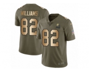 Men Nike Cleveland Browns #82 Kasen Williams Limited Olive Gold 2017 Salute to Service NFL Jersey