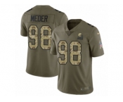 Men Nike Cleveland Browns #98 Jamie Meder Limited Olive Camo 2017 Salute to Service NFL Jersey