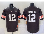 Men's Cleveland Browns #12 Shedeur Sanders Brown 2025 Draft F.U.S.E. With Jim Brown Memorial & Home Patch Vapor Limited Football Stitched Jersey