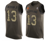 Men's Cleveland Browns #13 Odell Beckham Jr. Limited Green Salute to Service Tank Top Football Jersey