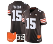 Men's Cleveland Browns #15 Joe Flacco Brown 2025 F.U.S.E. With Jim Brown Memorial & Home Patch Vapor Limited Football Stitched Jersey