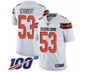 Men's Cleveland Browns #53 Joe Schobert White Vapor Untouchable Limited Player 100th Season Football Jersey