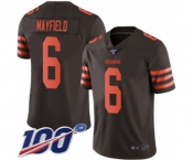 Men's Cleveland Browns #6 Baker Mayfield Limited Brown Rush 100th Season Vapor Untouchable Football Jersey