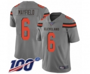 Men's Cleveland Browns #6 Baker Mayfield Limited Gray 100th Season Inverted Legend Football Jersey