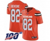 Men's Cleveland Browns #82 Ozzie Newsome Orange Alternate Vapor Untouchable Limited Player 100th Season Football Jersey
