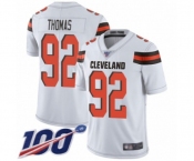 Men's Cleveland Browns #92 Chad Thomas White Vapor Untouchable Limited Player 100th Season Football Jersey