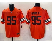 Men's Cleveland Browns #95 Myles Garrett Orange Vapor Limited Football Stitched Jersey