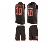 Men's Nike Cleveland Browns #10 Robert Griffin III Limited Brown Tank Top Suit NFL Jersey