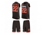 Men's Nike Cleveland Browns #22 Tramon Williams Limited Brown Tank Top Suit NFL Jersey