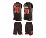 Men's Nike Cleveland Browns #30 Derrick Kindred Limited Brown Tank Top Suit NFL Jersey