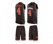 Men's Nike Cleveland Browns #4 Britton Colquitt Limited Brown Tank Top Suit NFL Jersey
