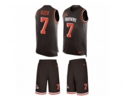 Men's Nike Cleveland Browns #7 DeShone Kizer Limited Brown Tank Top Suit NFL Jersey
