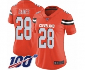 Women's Cleveland Browns #28 Phillip Gaines Orange Alternate Vapor Untouchable Limited Player 100th Season Football Jersey