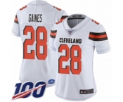 Women's Cleveland Browns #28 Phillip Gaines White Vapor Untouchable Limited Player 100th Season Football Jersey