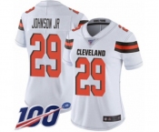Women's Cleveland Browns #29 Duke Johnson White Vapor Untouchable Limited Player 100th Season Football Jersey