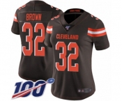 Women's Cleveland Browns #32 Jim Brown Team Color Vapor Untouchable Limited Player 100th Season Football Jersey