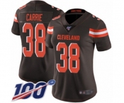 Women's Cleveland Browns #38 T. J. Carrie Brown Team Color Vapor Untouchable Limited Player 100th Season Football Jersey