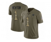 Youth Nike Carolina Panthers #1 Cam Newton Limited Olive Camo 2017 Salute to Service NFL Jersey