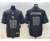 Men's Minnesota Vikings #18 Justin Jefferson Black Reflective Limited Stitched Football Jersey