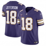 Men's Minnesota Vikings #18 Justin Jefferson Purple 2024 F.U.S.E. Throwback With 2-Star C Patch Vapor Limited Stitched Jersey