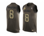 Men's Nike Minnesota Vikings #8 Sam Bradford Limited Green Salute to Service Tank Top NFL Jersey