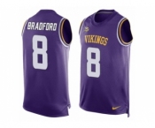 Men's Nike Minnesota Vikings #8 Sam Bradford Limited Purple Player Name & Number Tank Top NFL Jersey