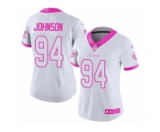 Women's Nike Minnesota Vikings #94 Jaleel Johnson Limited White Pink Rush Fashion NFL Jersey