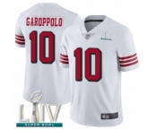 Men's San Francisco 49ers #10 Jimmy Garoppolo Limited White Rush Vapor Untouchable Super Bowl LIV Bound Football Jersey Men's San Francisco 49ers #10 Jimmy Garoppolo Limited White Rush Vapor Untouchable Super Bowl LIV Bound Football Jersey