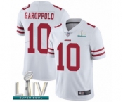 Men's San Francisco 49ers #10 Jimmy Garoppolo White Vapor Untouchable Limited Player Super Bowl LIV Bound Football Jersey Men's San Francisco 49ers #10 Jimmy Garoppolo White Vapor Untouchable Limited Player Super Bowl LIV Bound Football Jersey
