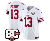 Men's San Francisco 49ers #13 Brock Purdy White 80th Anniversary Patch 2026 F.U.S.E. Vapor Untouchable Limited Football Stitched Jersey Men's San Francisco 49ers #13 Brock Purdy White 80th Anniversary Patch 2026 F.U.S.E. Vapor Untouchable Limited Football Stitched Jersey