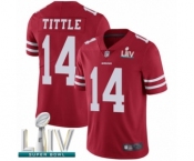Men's San Francisco 49ers #14 Y.A. Tittle Red Team Color Vapor Untouchable Limited Player Super Bowl LIV Bound Football Jersey Men's San Francisco 49ers #14 Y.A. Tittle Red Team Color Vapor Untouchable Limited Player Super Bowl LIV Bound Football Jersey